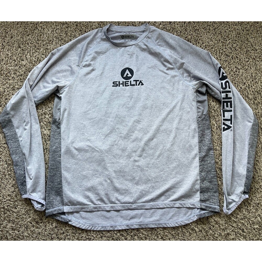 Shelta Shirt Mens XL Gray Long Sleeve Fising UPF 50+ Sun Protection Fishing